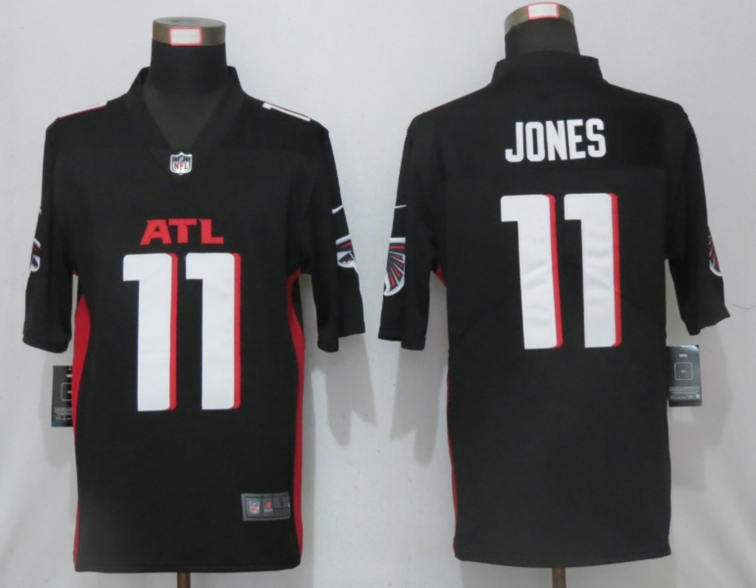 Men New Nike Atlanta Falcons 11 Jones Black Game Jersey